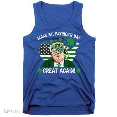 Make St Patrick's Day Great Again Trump Us Flag Irish Clover Gift Tank Top