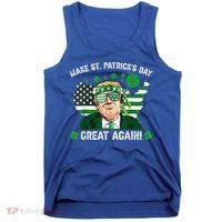 Make St Patrick's Day Great Again Trump Us Flag Irish Clover Gift Tank Top thumb 0