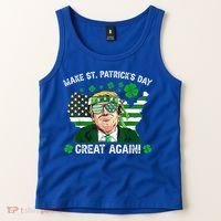 Make St Patrick's Day Great Again Trump Us Flag Irish Clover Gift Tank Top thumb 2