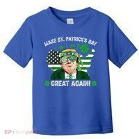 Make St Patrick's Day Great Again Trump Us Flag Irish Clover Gift Toddler T-Shirt thumb 0