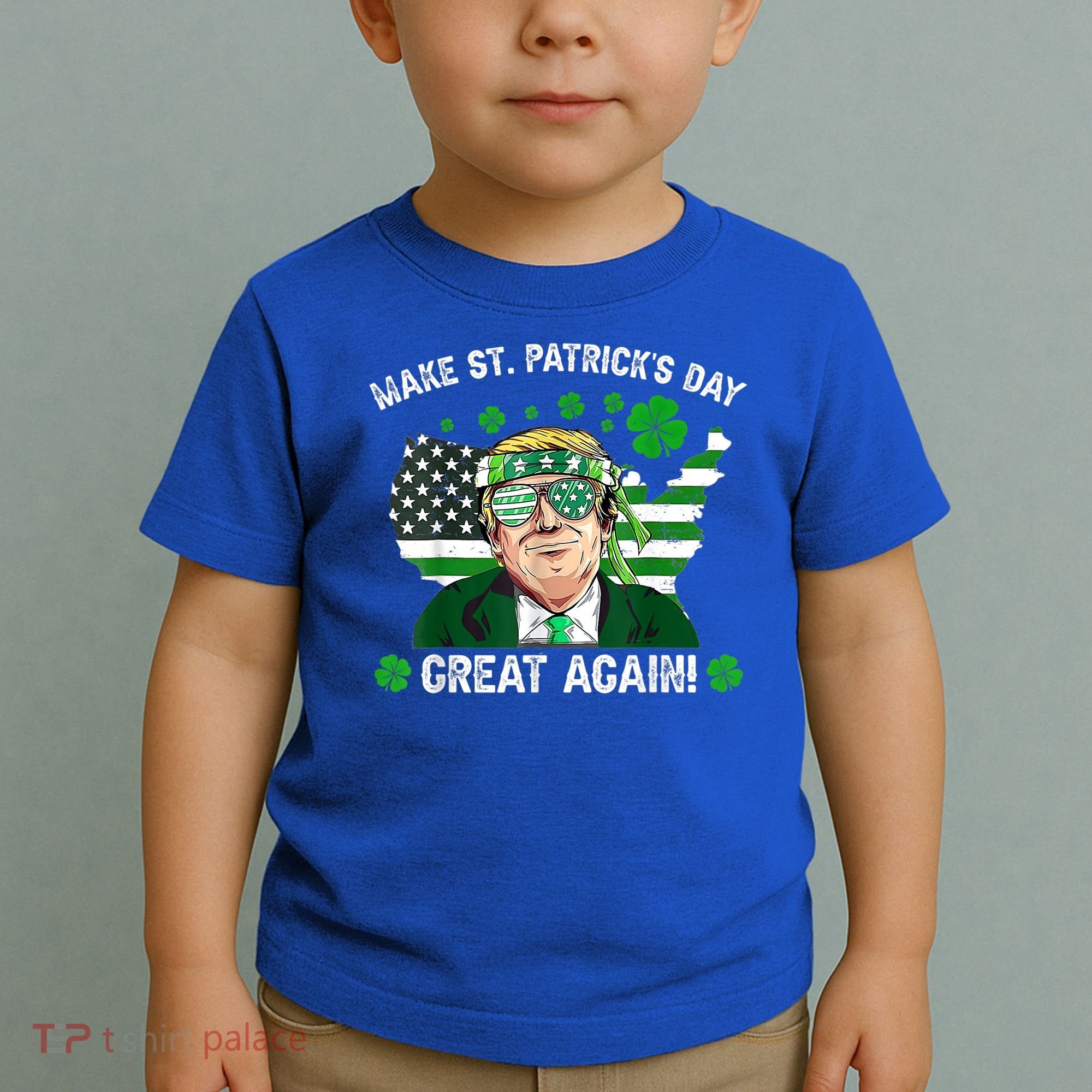 Make St Patrick's Day Great Again Trump Us Flag Irish Clover Gift Toddler T-Shirt