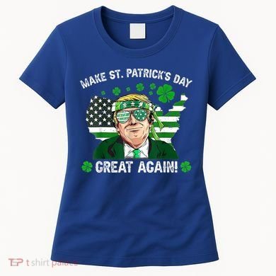 Make St Patrick's Day Great Again Trump Us Flag Irish Clover Gift Women's T-Shirt