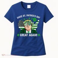 Make St Patrick's Day Great Again Trump Us Flag Irish Clover Gift Women's T-Shirt thumb 0