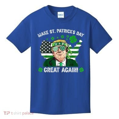 Make St Patrick's Day Great Again Trump Us Flag Irish Clover Gift Kids T-Shirt