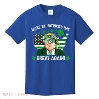 Make St Patrick's Day Great Again Trump Us Flag Irish Clover Gift Kids T-Shirt thumb 0
