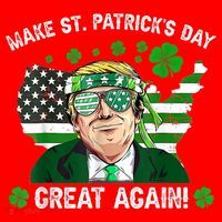 Make St Patrick's Day Great Again Trump Us Flag Irish Clover Gift Santa Hat thumb 1