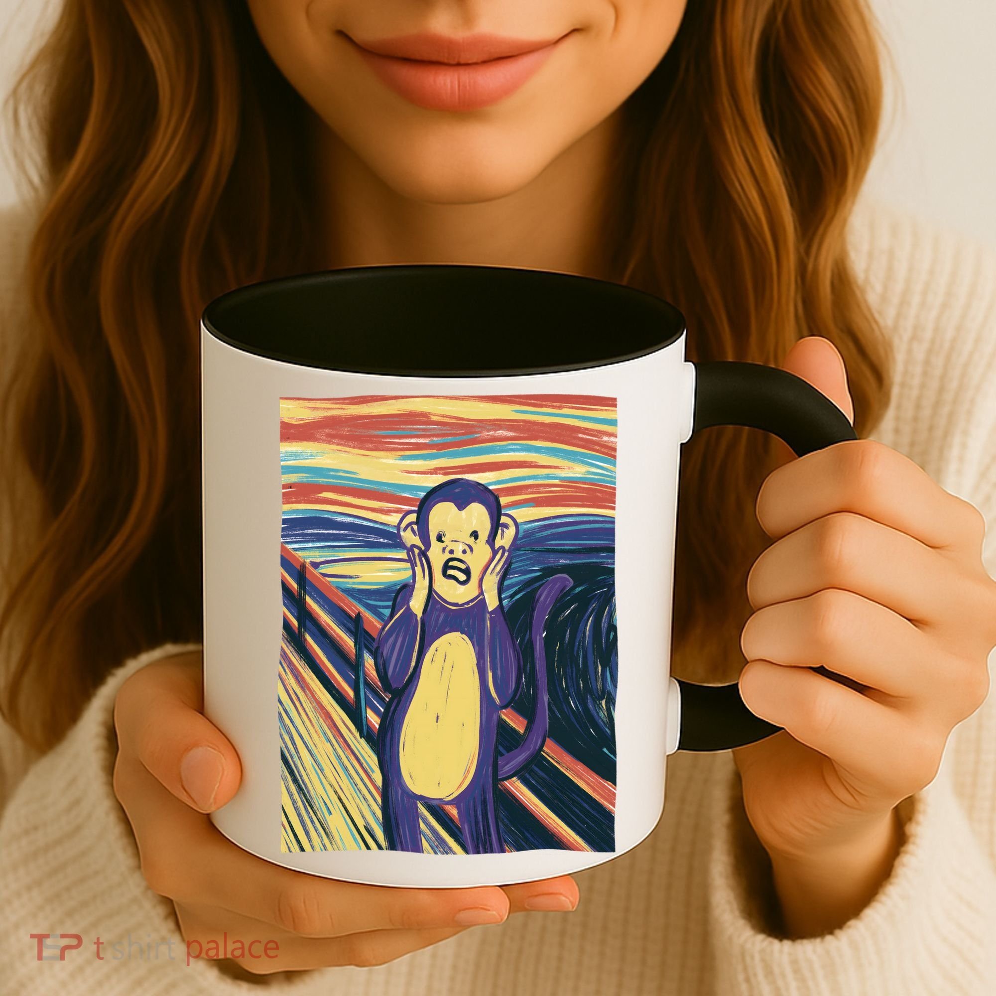 Monkey Screaming Painting Parody Coffee Mug