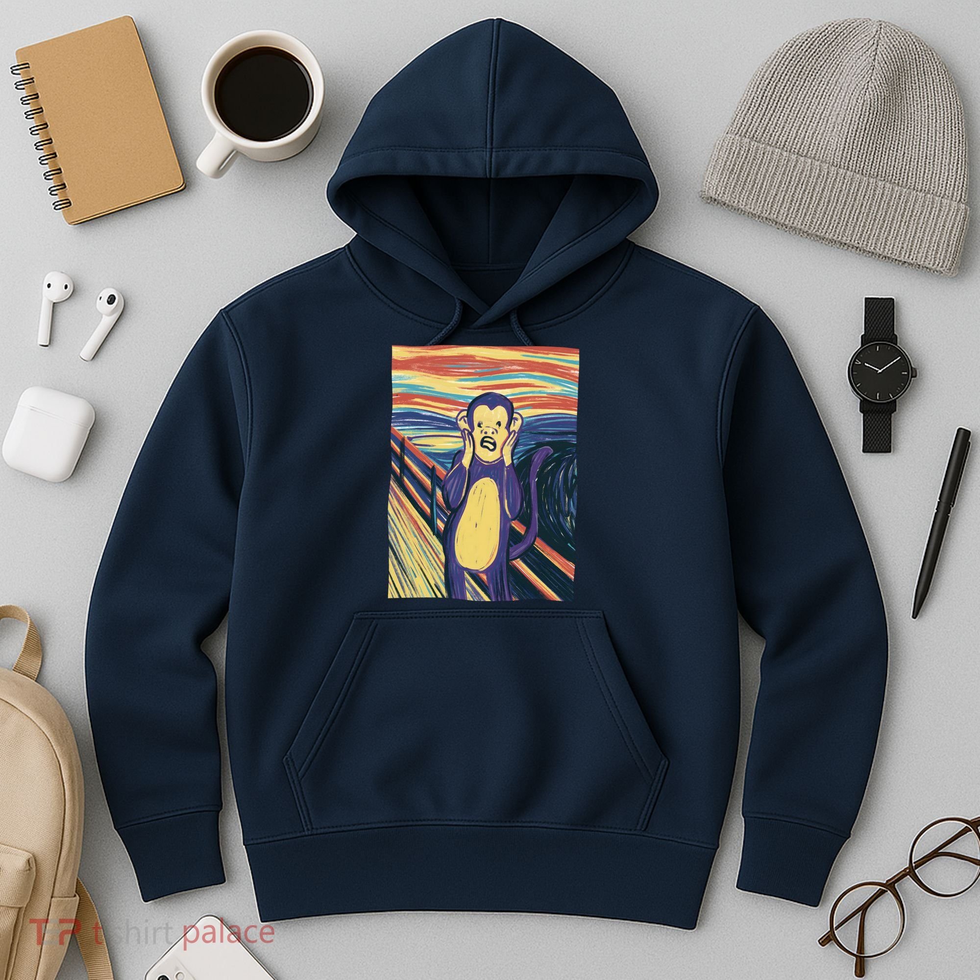 Monkey Screaming Painting Parody Hoodie