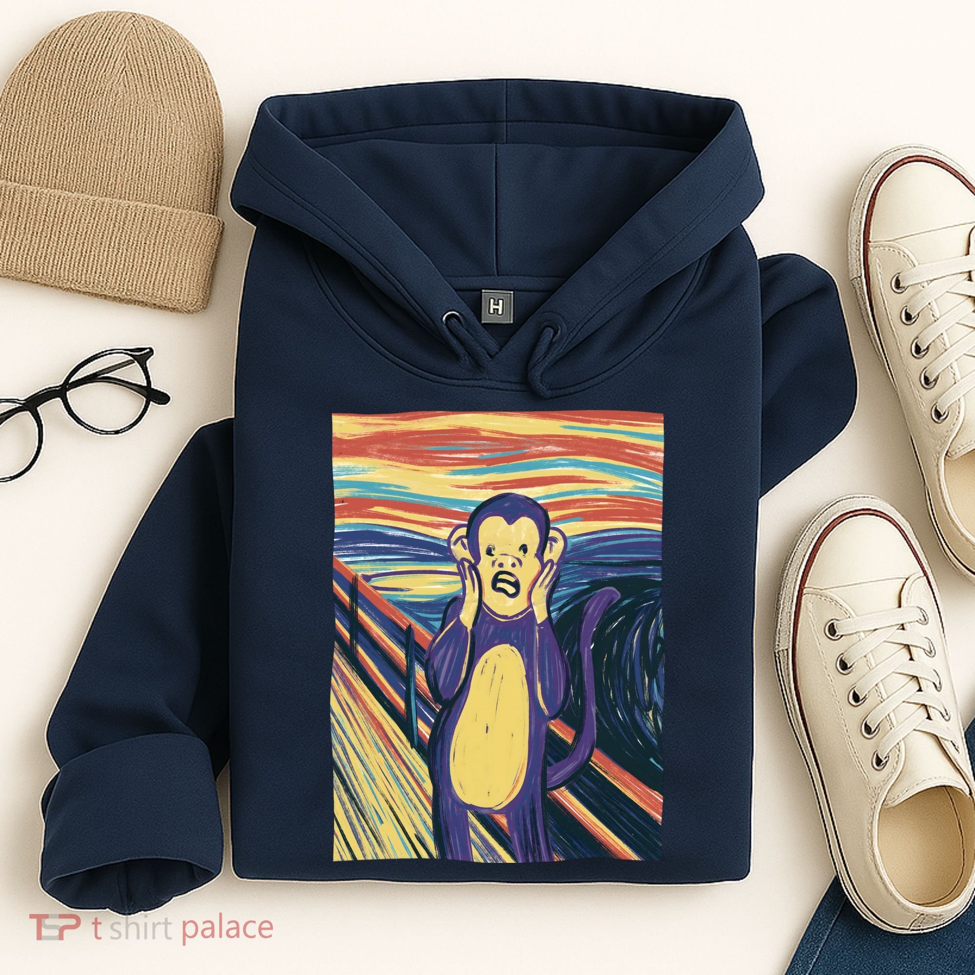 Monkey Screaming Painting Parody Hoodie