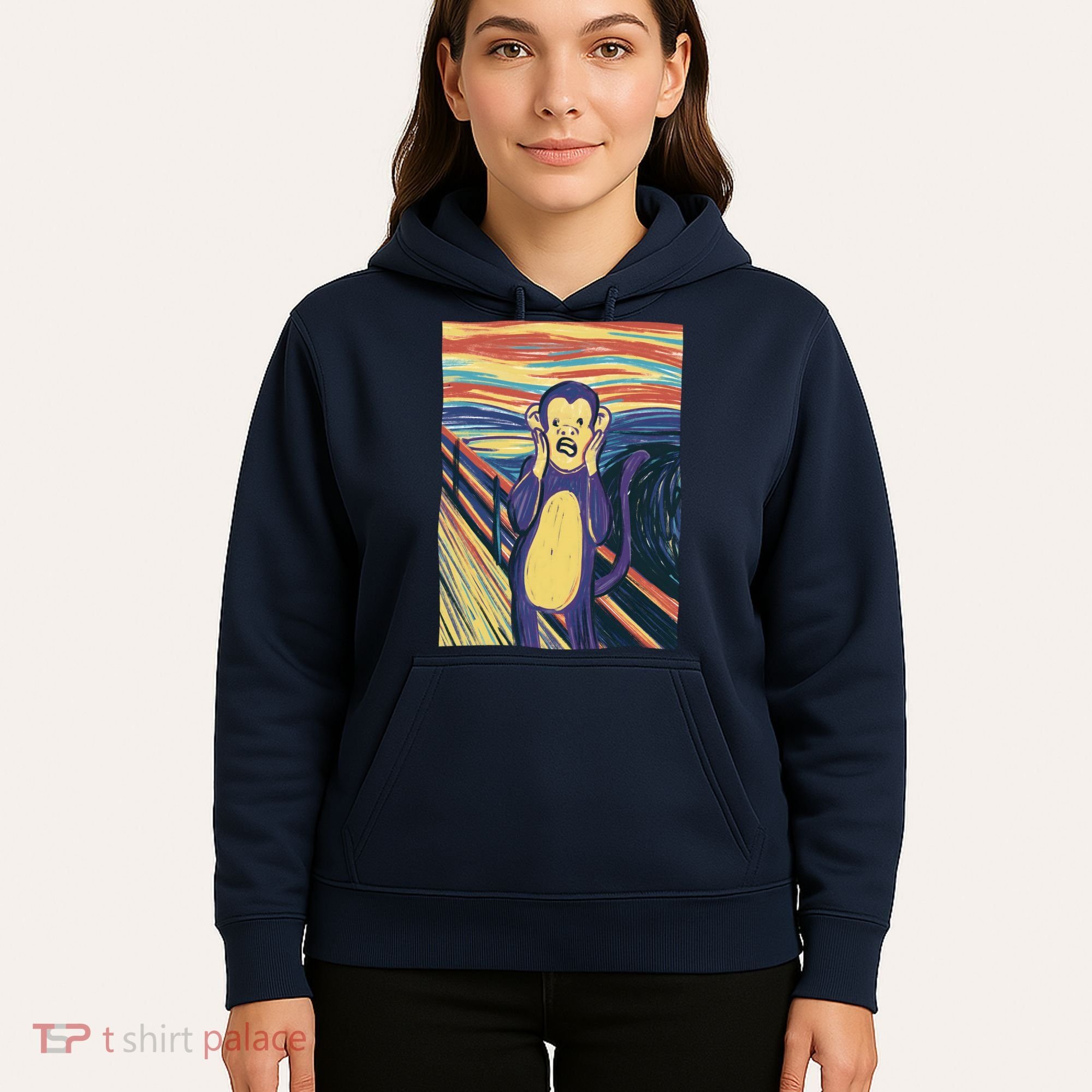 Monkey Screaming Painting Parody Hoodie
