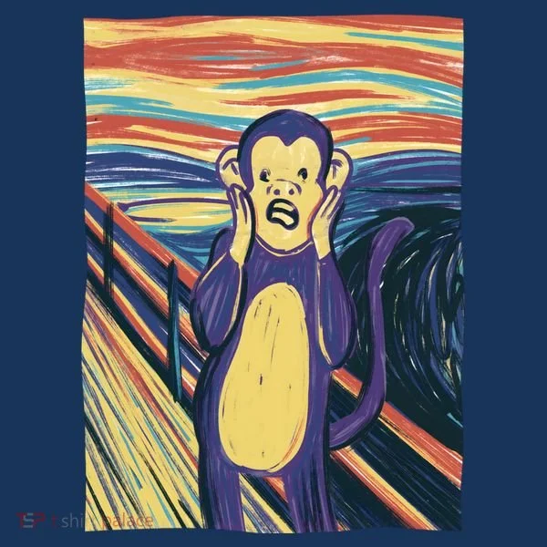 Monkey Screaming Painting Parody Long Sleeve Shirt