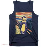 Monkey Screaming Painting Parody Tank Top thumb 0