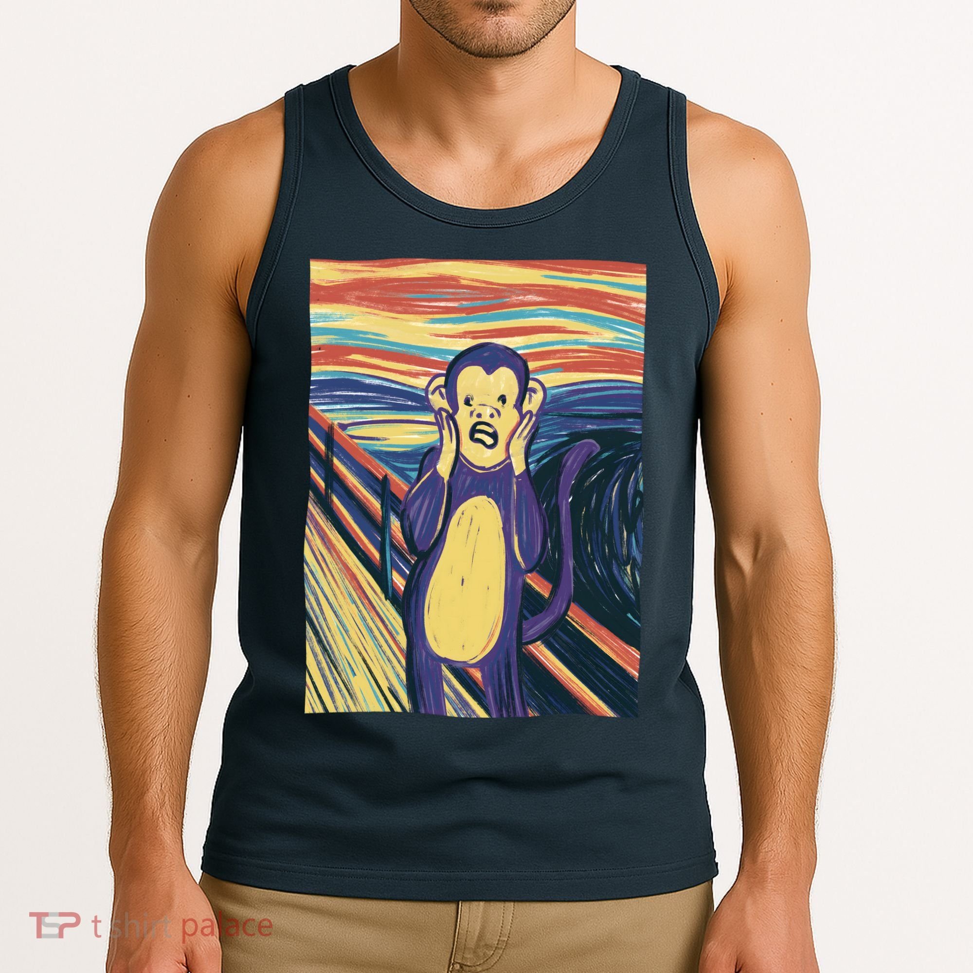 Monkey Screaming Painting Parody Tank Top