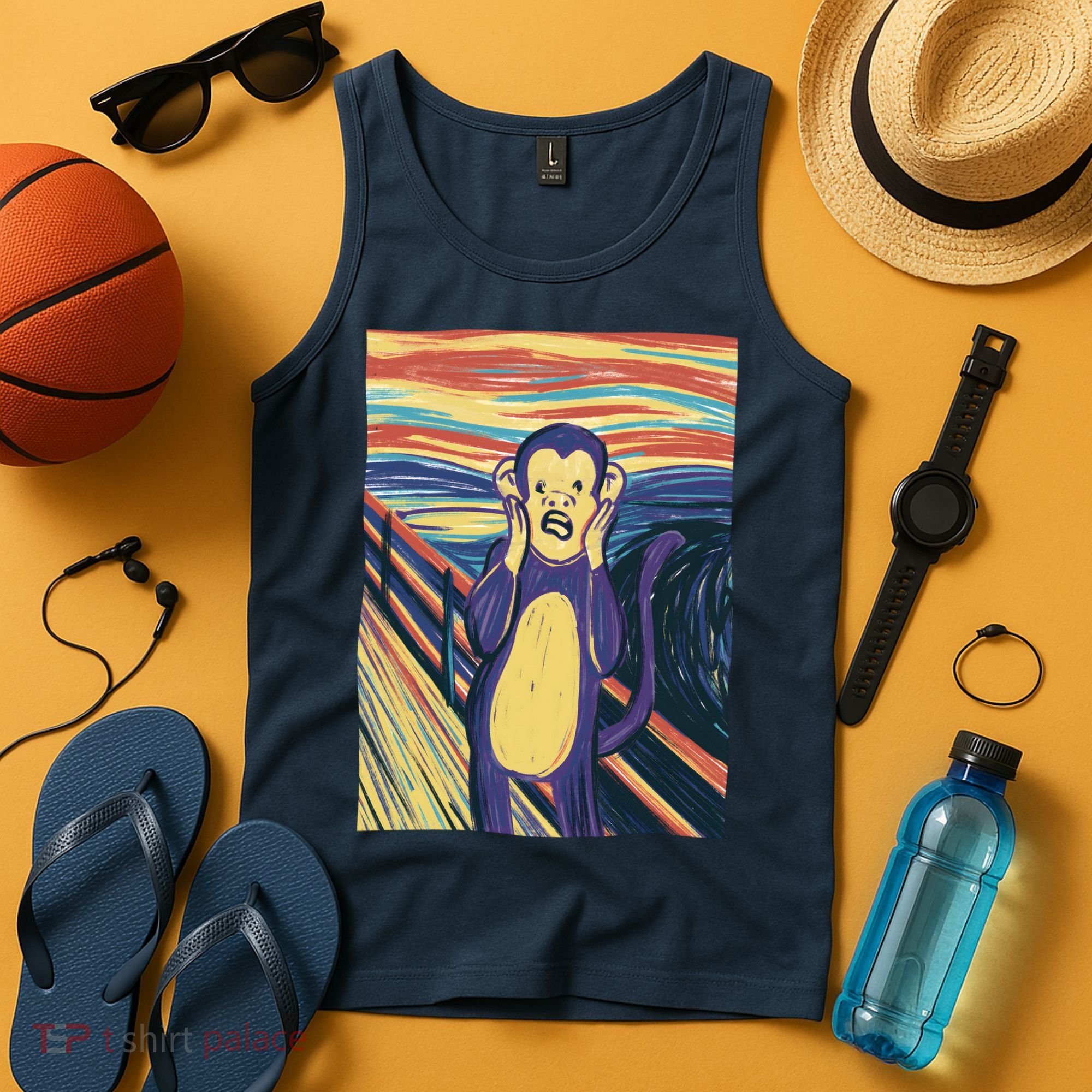 Monkey Screaming Painting Parody Tank Top