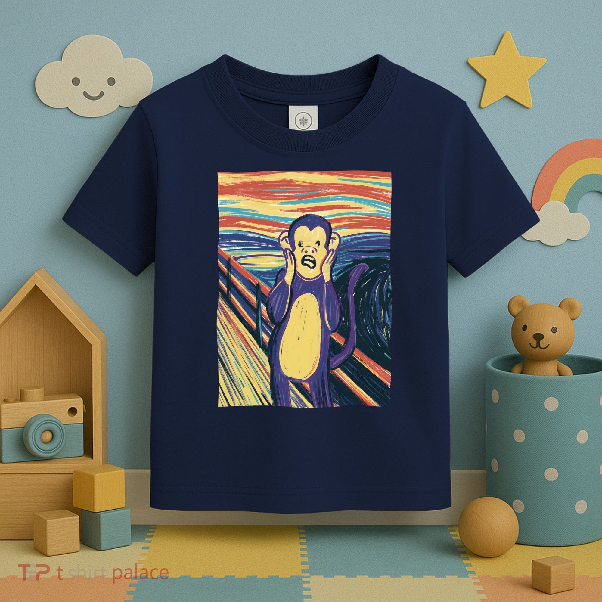Monkey Screaming Painting Parody Toddler T-Shirt