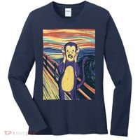 Monkey Screaming Painting Parody Women's Long Sleeve Shirt thumb 0