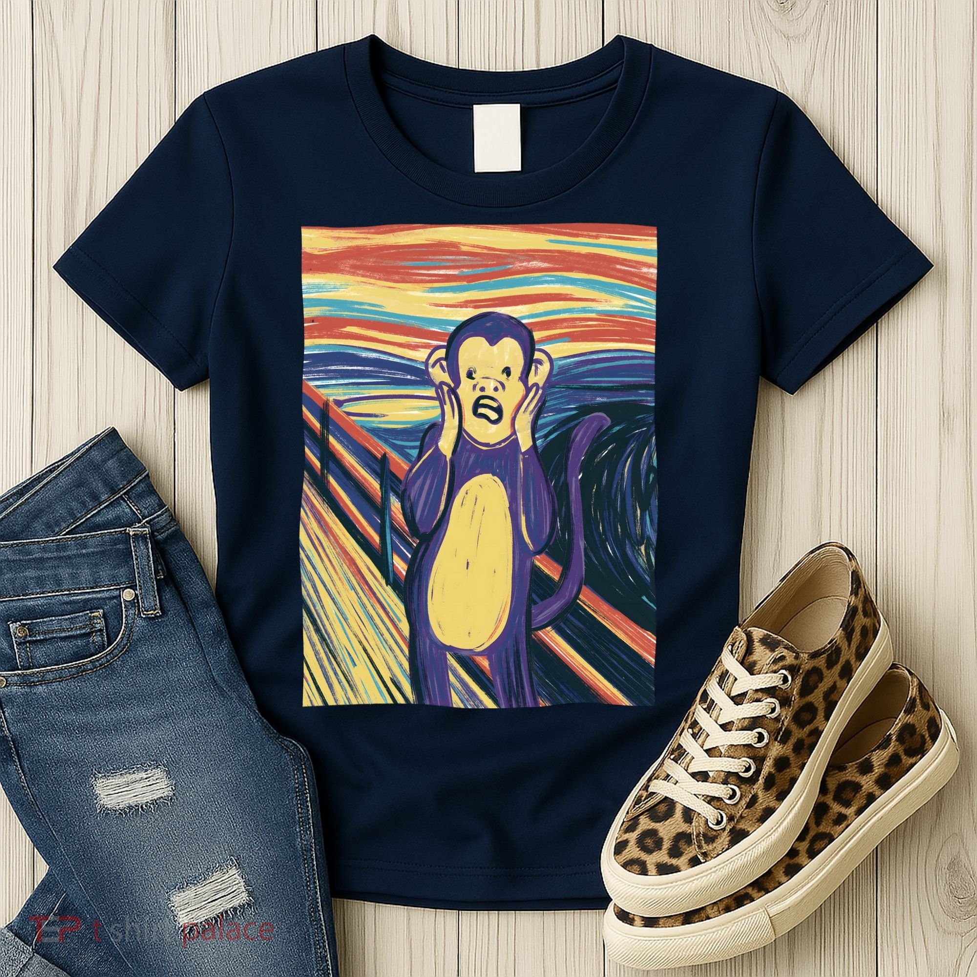 Monkey Screaming Painting Parody Women's T-Shirt