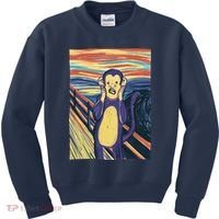 Monkey Screaming Painting Parody Kids Sweatshirt thumb 0