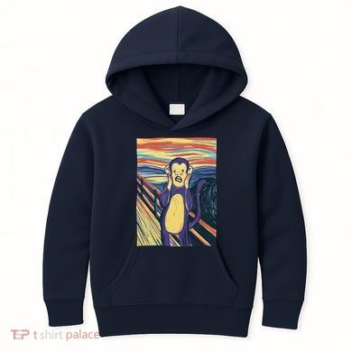 Monkey Screaming Painting Parody Kids Hoodie