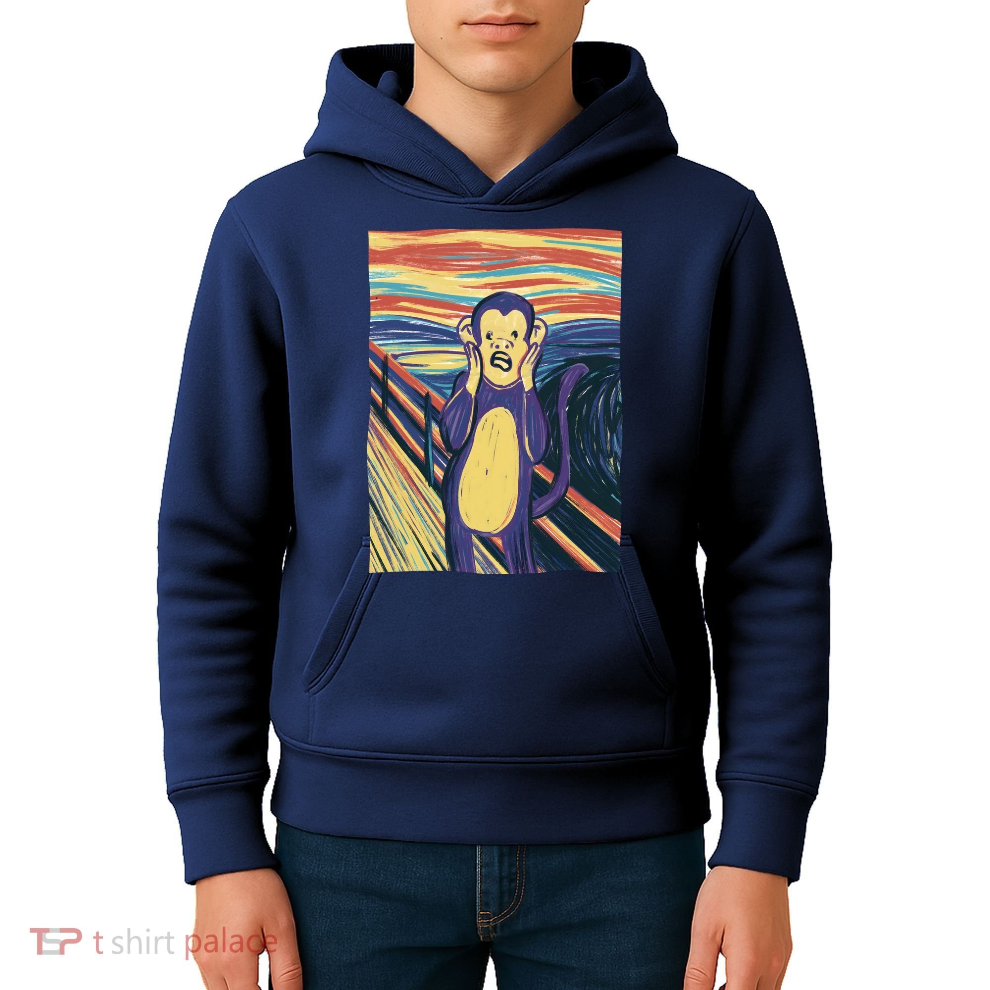 Monkey Screaming Painting Parody Kids Hoodie