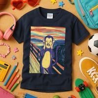 Monkey Screaming Painting Parody Kids T-Shirt thumb 3