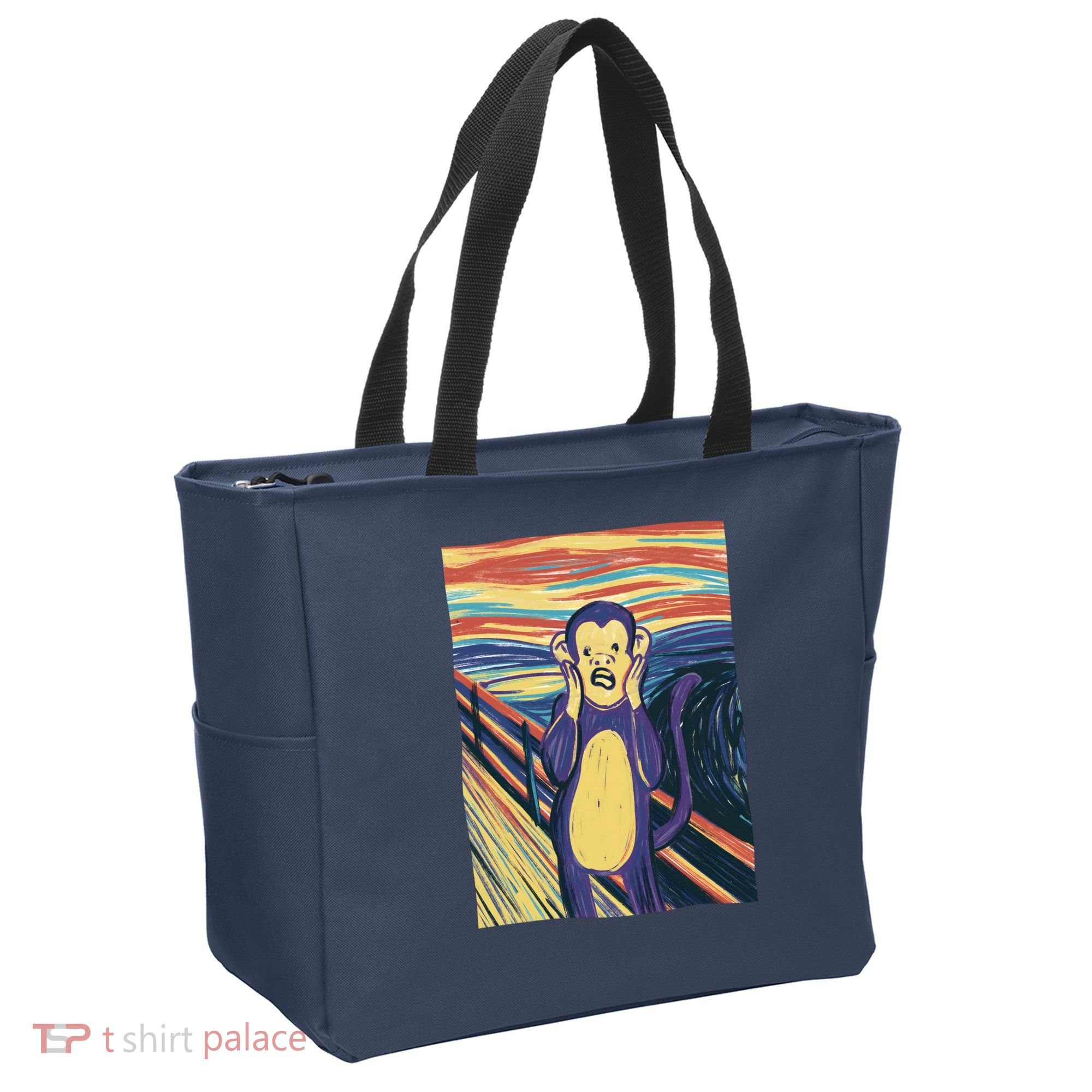 Monkey Screaming Painting Parody Tote Bag