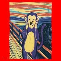 Monkey Screaming Painting Parody Santa Hat thumb 1