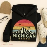 Michigan Shirt. Retro Style MI, USA Hoodie thumb 4