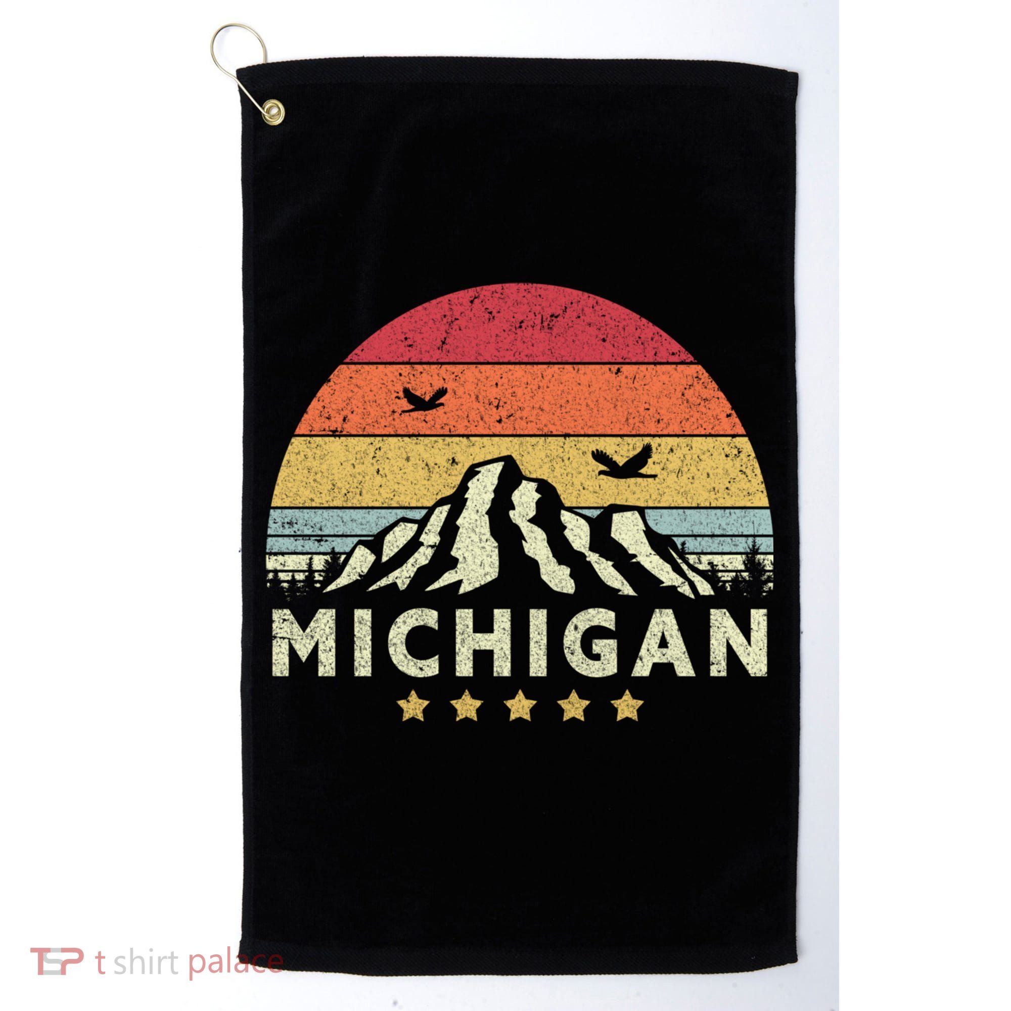 Michigan Shirt. Retro Style MI, USA Golf Towel