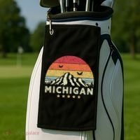 Michigan Shirt. Retro Style MI, USA Golf Towel thumb 2
