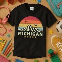 Michigan Shirt. Retro Style MI, USA Kids T-Shirt thumb 3