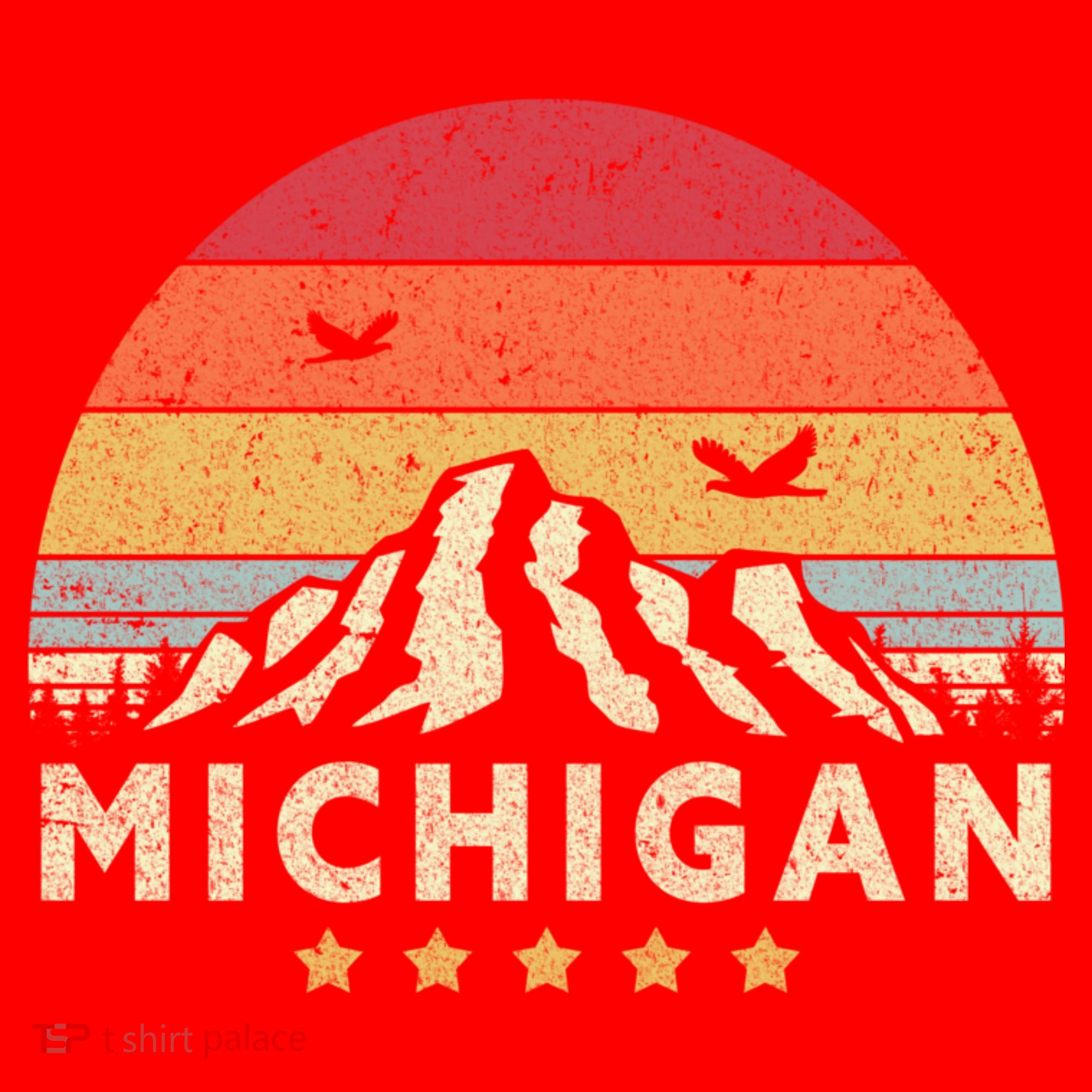 Michigan Shirt. Retro Style MI, USA Santa Hat