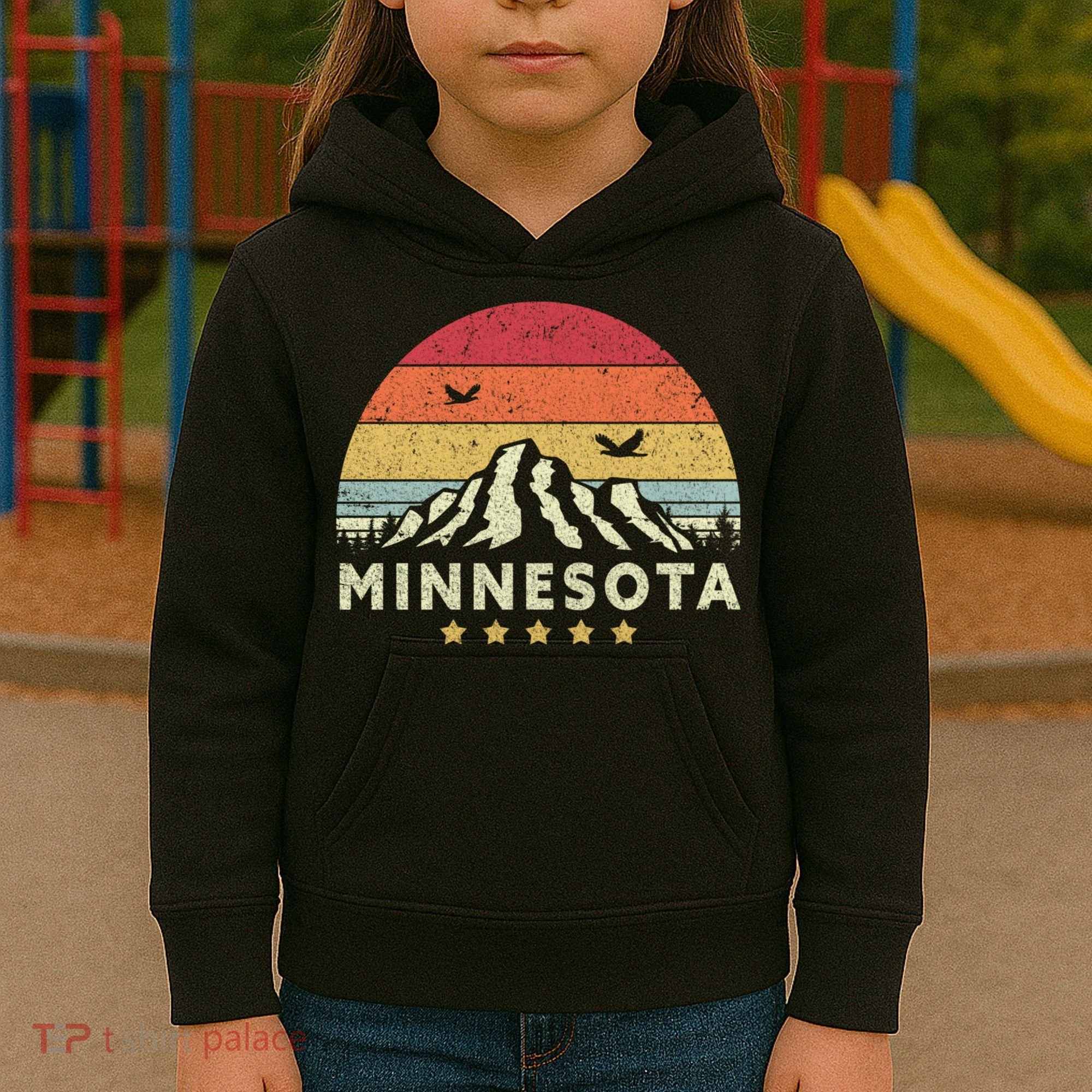 Minnesota Shirt. Retro Style MN, USA Kids Hoodie