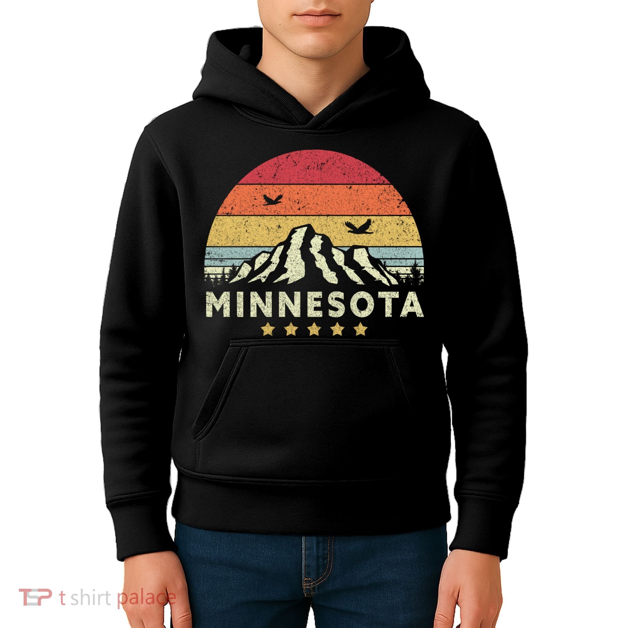 Minnesota Shirt. Retro Style MN, USA Kids Hoodie
