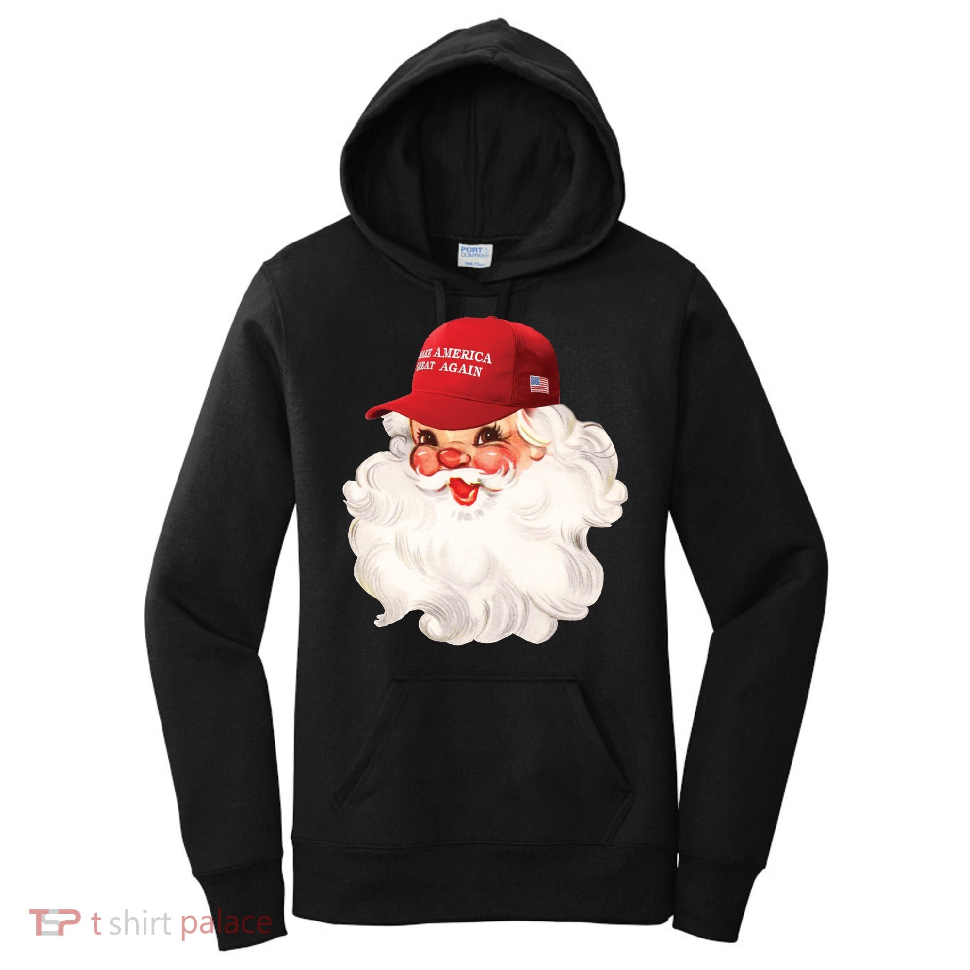 Maga Santa Retro Santa Maga Hat Funny Trump Christmas Gift Women's Hoodie