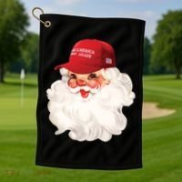 Maga Santa Retro Santa Maga Hat Funny Trump Christmas Gift Golf Towel thumb 1