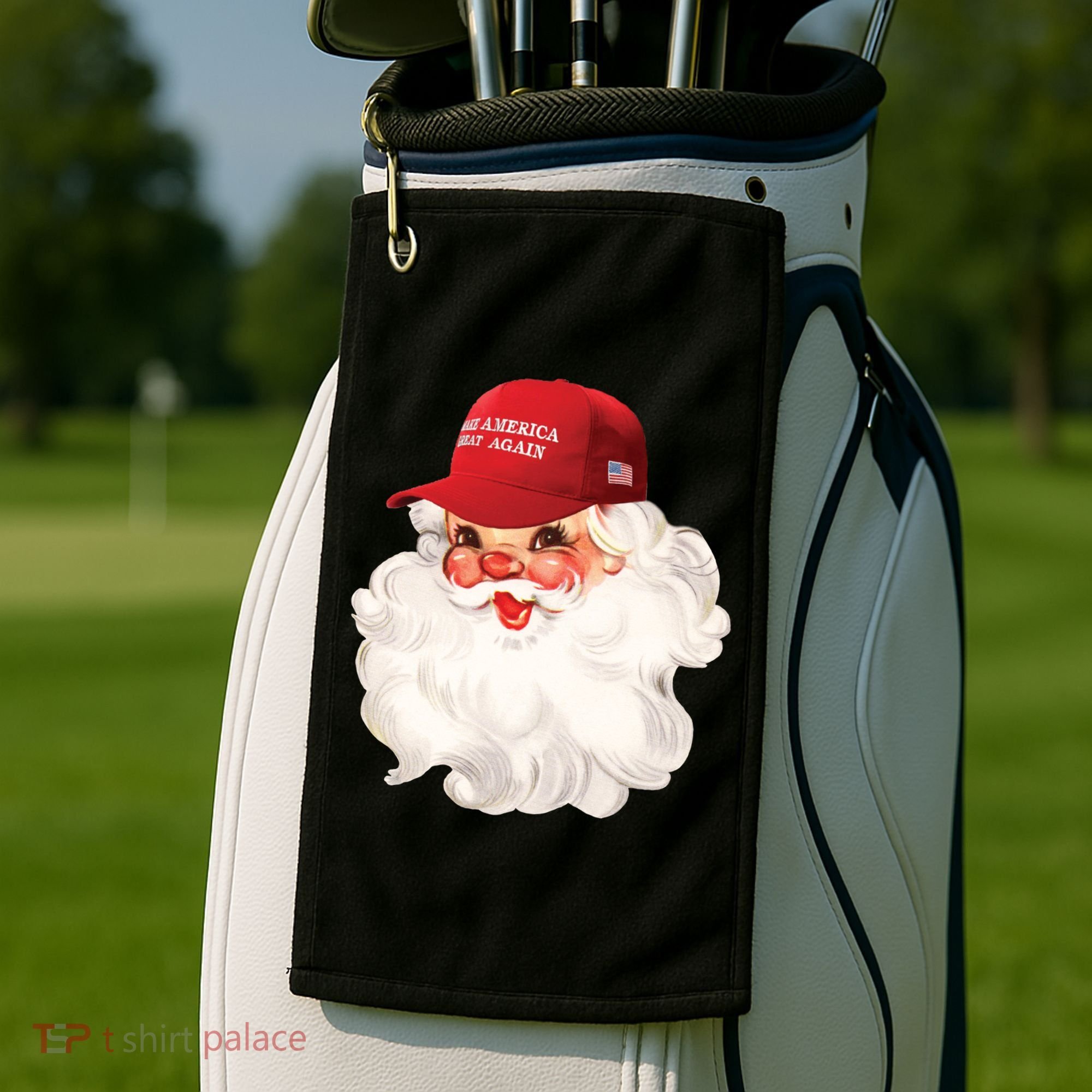 Maga Santa Retro Santa Maga Hat Funny Trump Christmas Gift Golf Towel