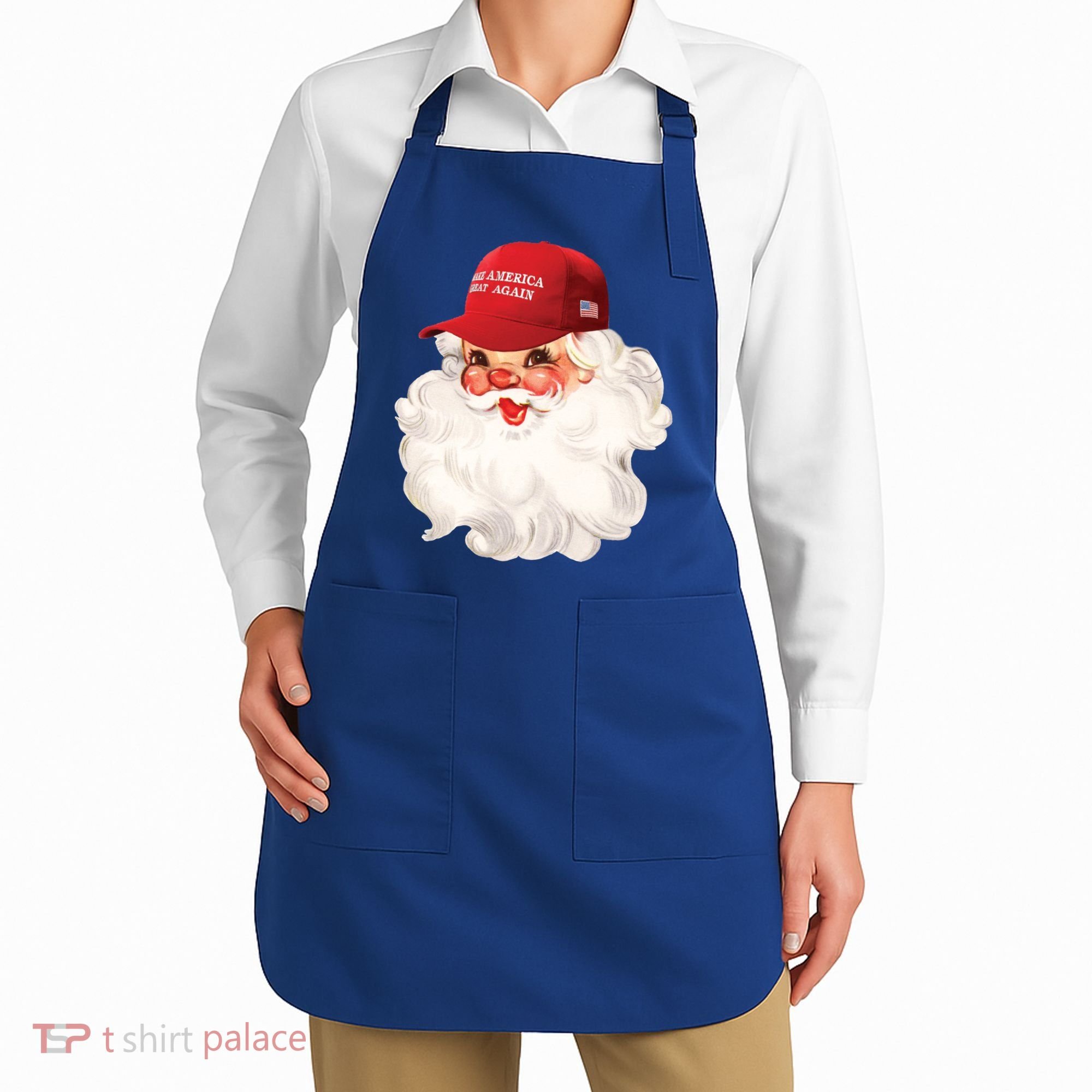 Maga Santa Retro Santa Maga Hat Funny Trump Christmas Gift Apron