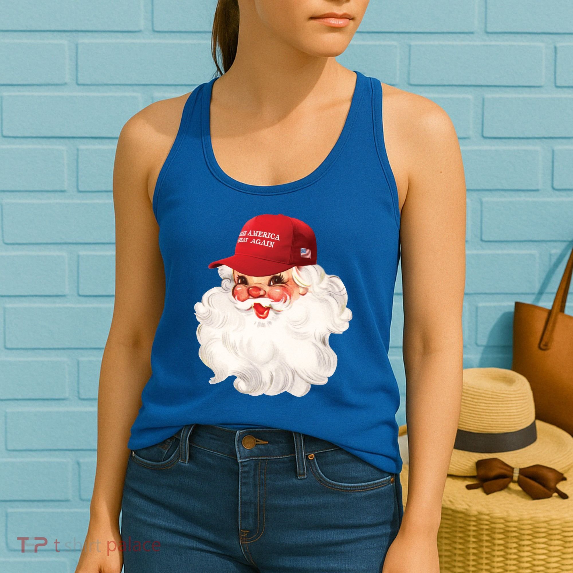 Maga Santa Retro Santa Maga Hat Funny Trump Christmas Gift Women's Tank Top
