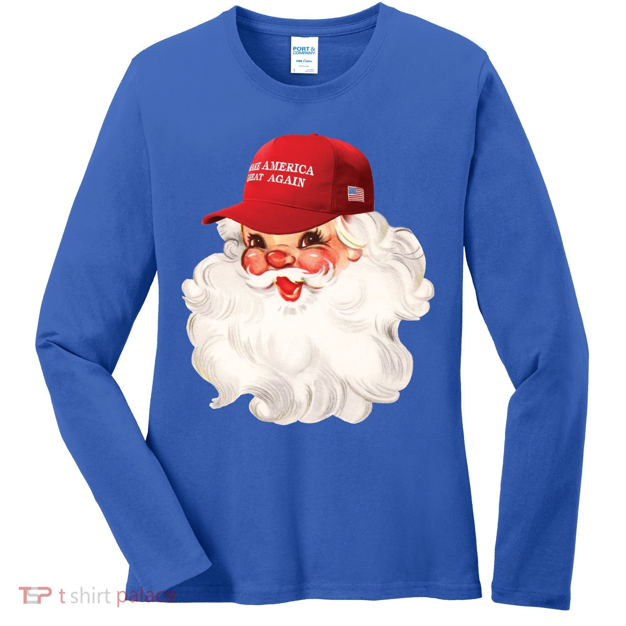 Maga Santa Retro Santa Maga Hat Funny Trump Christmas Gift Women's Long Sleeve Shirt