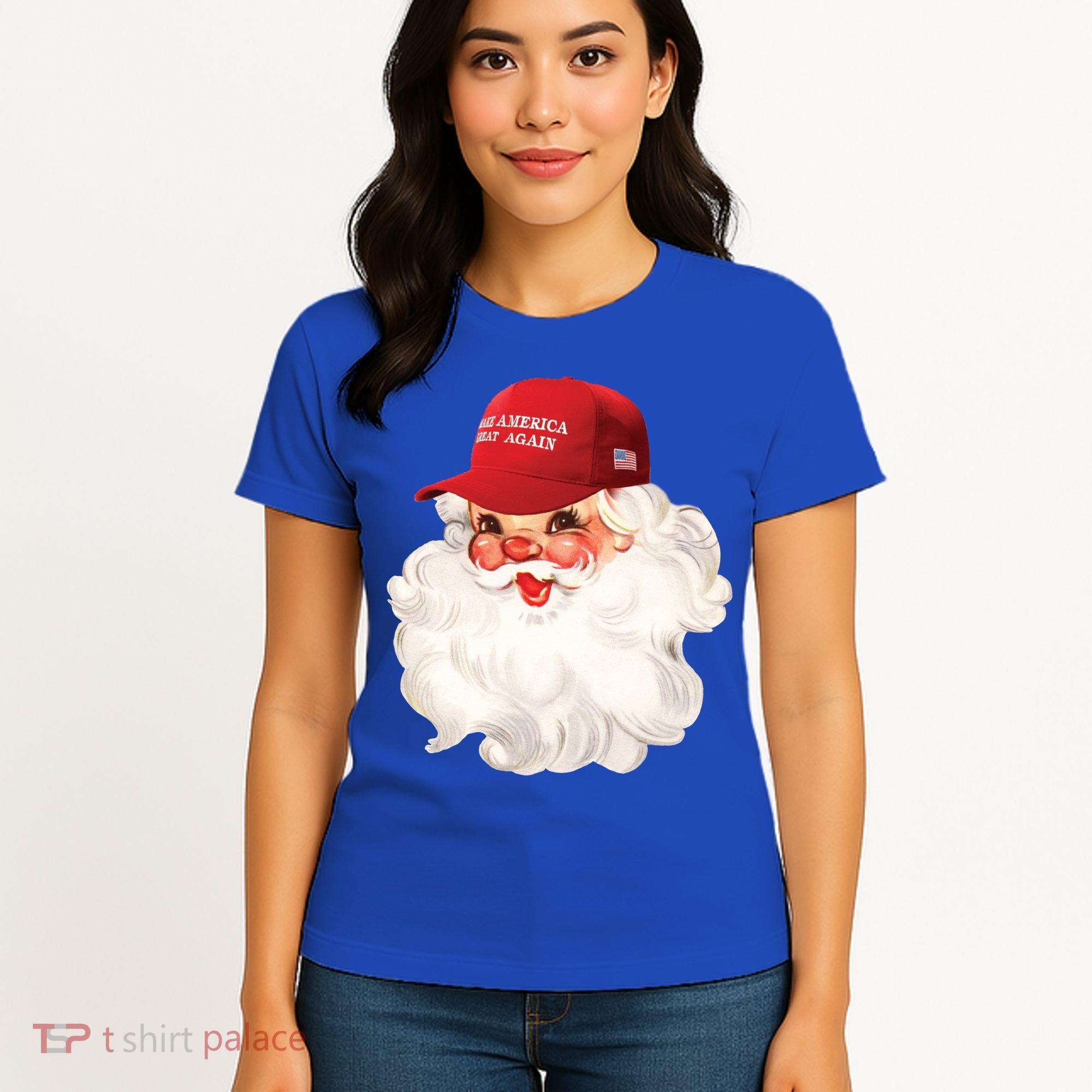 Maga Santa Retro Santa Maga Hat Funny Trump Christmas Gift Women's T-Shirt
