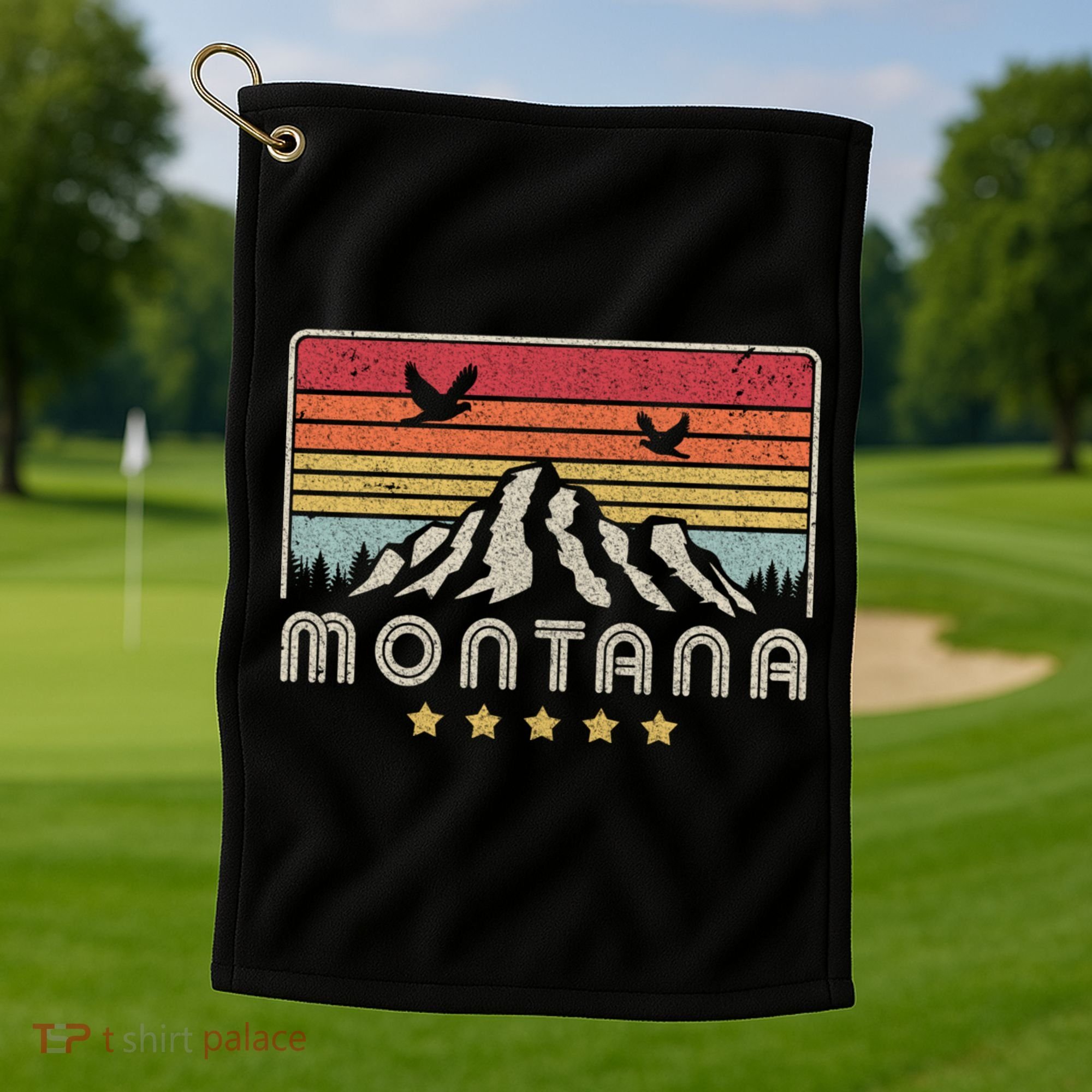 Montana Shirt. Retro Style MT, USA Golf Towel