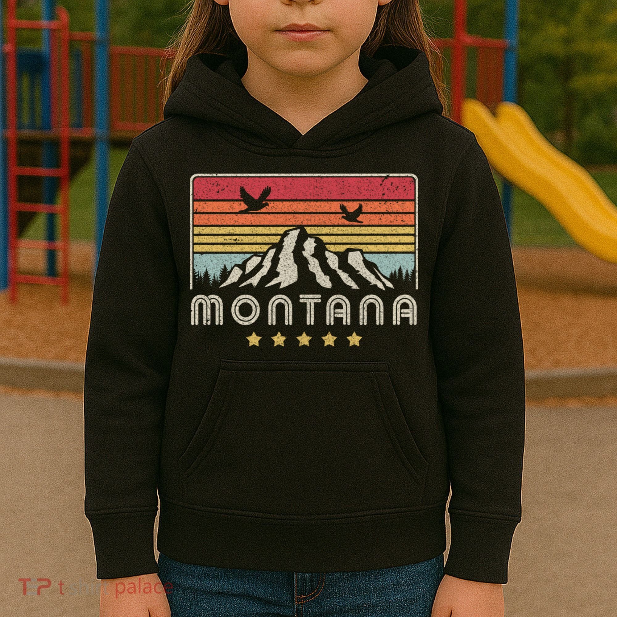 Montana Shirt. Retro Style MT, USA Kids Hoodie