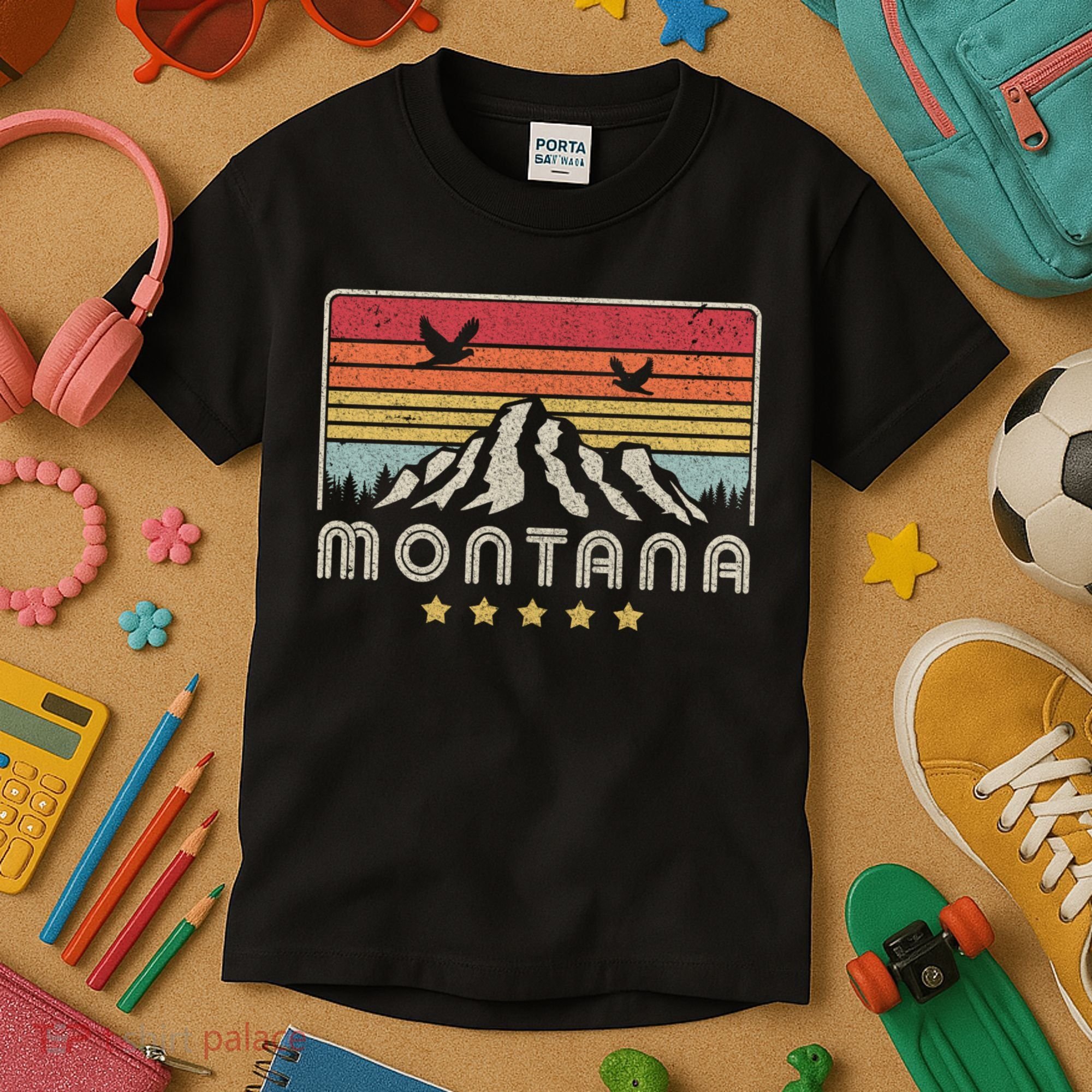 Montana Shirt. Retro Style MT, USA Kids T-Shirt
