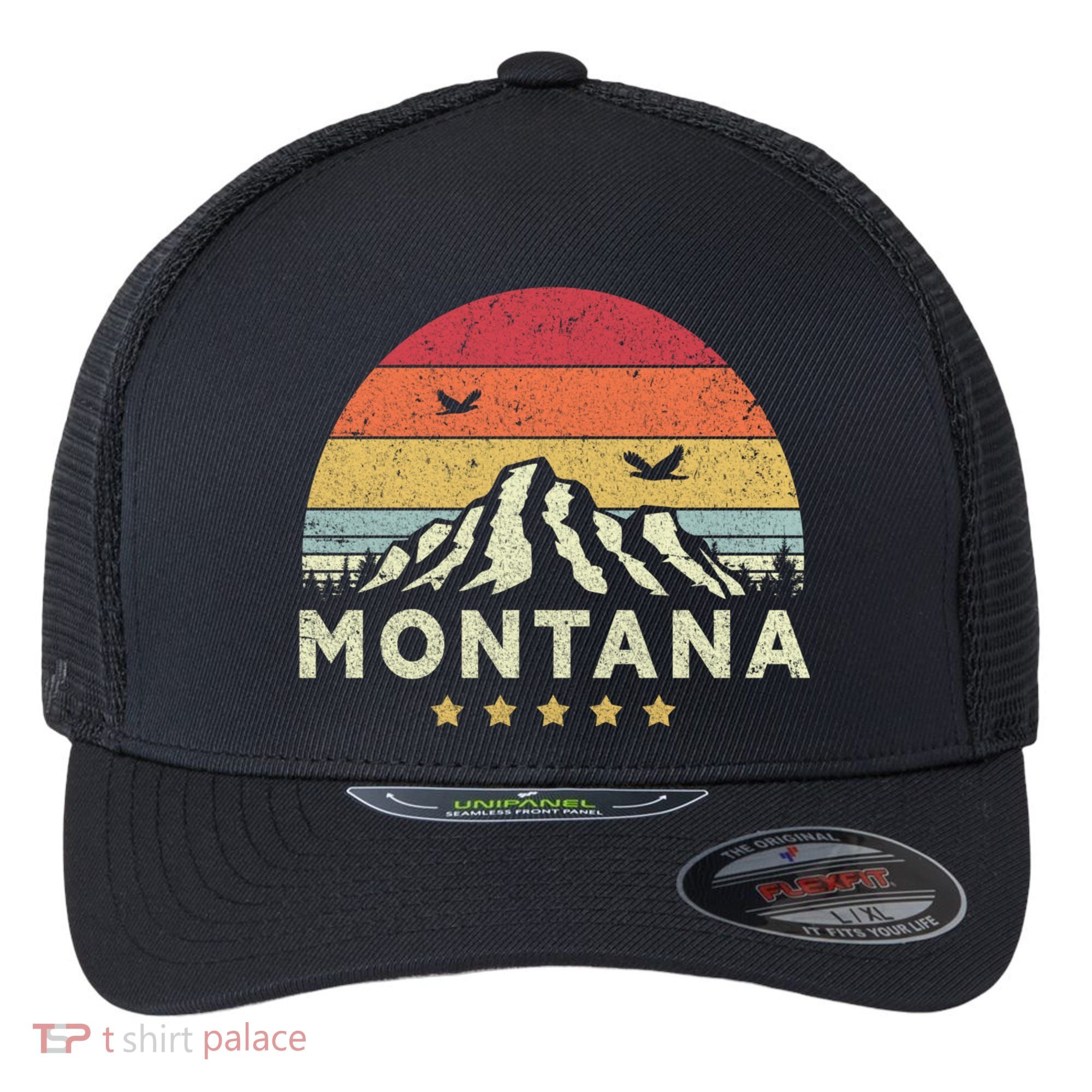 Montana Shirt. Retro Style MT, USA Flexfit Unipanel Trucker Cap