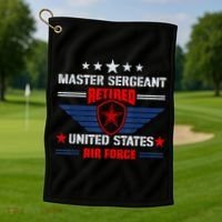 Master Sergeant Retired Air Force Military Retirement Golf Towel thumb 1