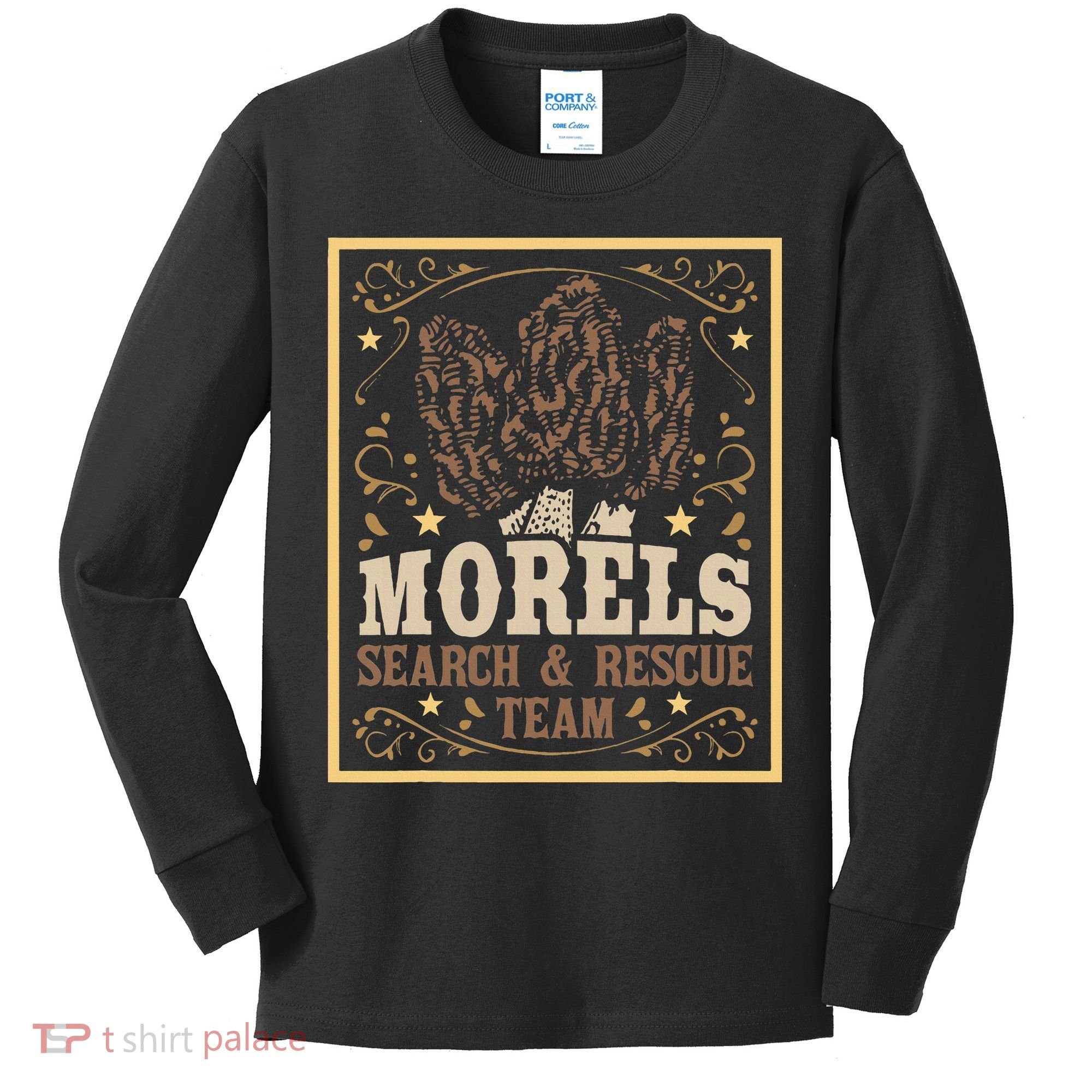 Morel Search Rescue Team Mushroom Hunting Mushroom Hunter Kids Long Sleeve Shirt
