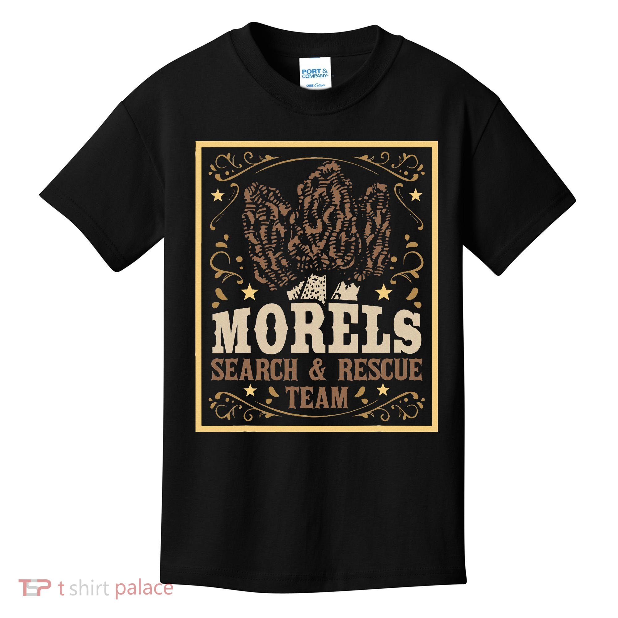 Morel Search Rescue Team Mushroom Hunting Mushroom Hunter Kids T-Shirt