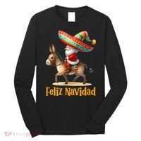 Mexican Santa Riding Donkey Christmas Navidad Mexicana Long Sleeve Shirt thumb 0
