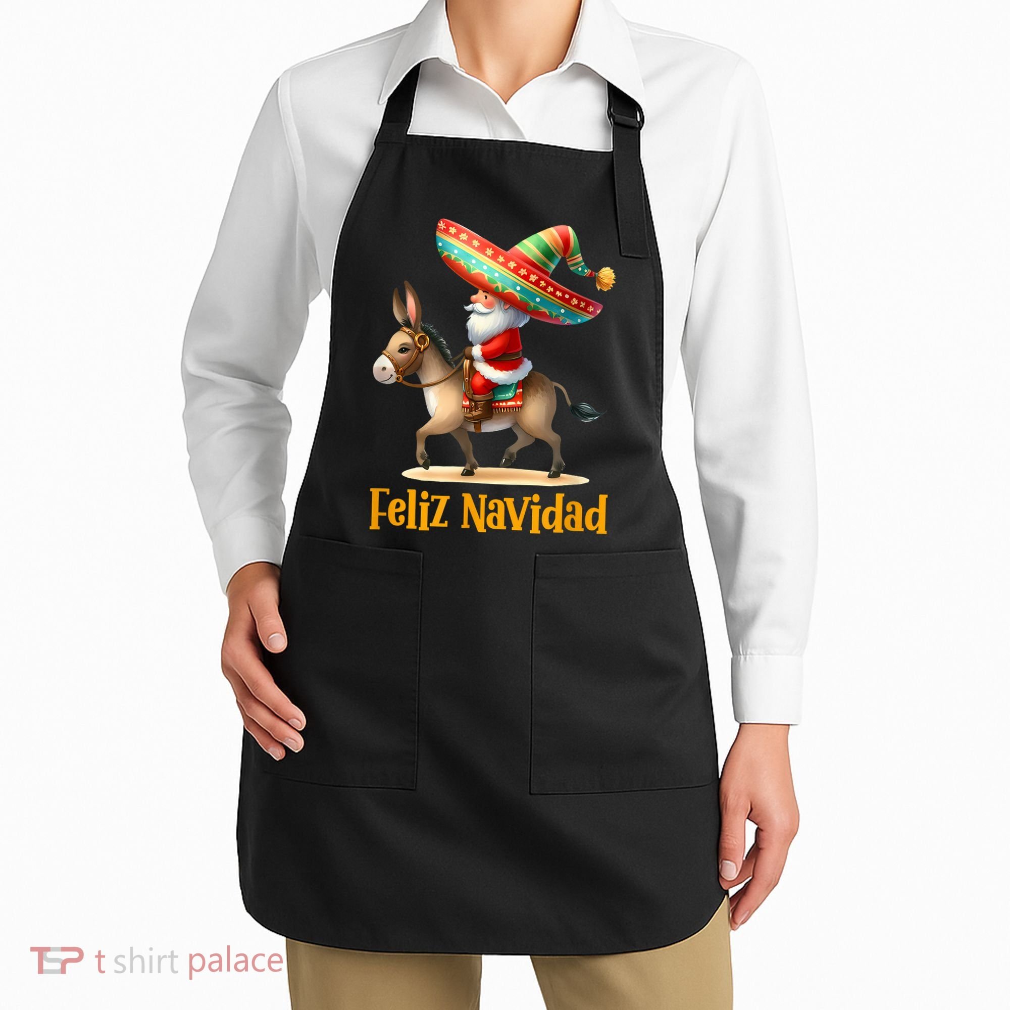 Mexican Santa Riding Donkey Christmas Navidad Mexicana Apron